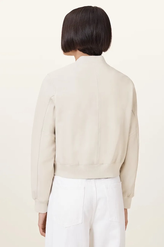 AllSaints geaca de piele ORTEN BOMBER JACKET alb W072LB
