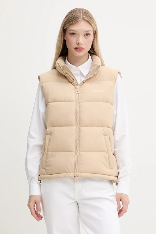 Αμάνικο μπουφάν Guess Jeans μπεζ W4BN59.WGII2