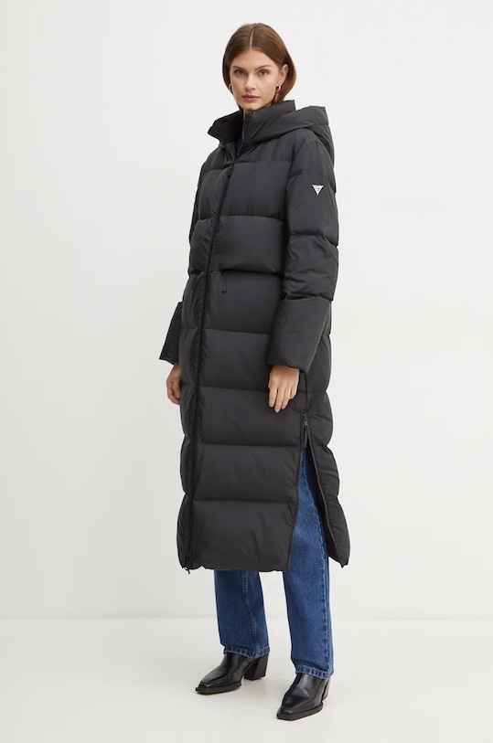 Guess geaca de puf FAUSTINE cu captuseala negru W4BL0F.WGAE2