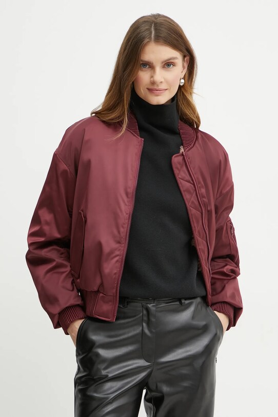 Guess geaca bomber AURORE burgundia W4BL48.WGKK2