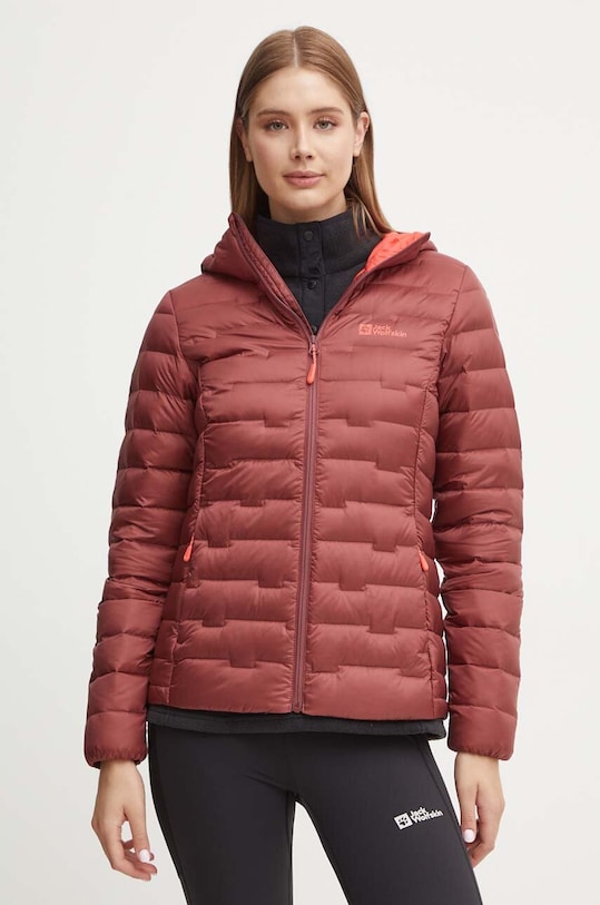 Спортивна пухова куртка Jack Wolfskin Passamani з капюшоном бордо A61833