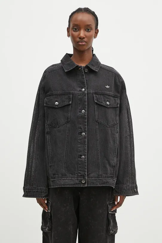 Traper jakna adidas Originals Atlanta Denim Jacket bez tople podstave crna IW3103