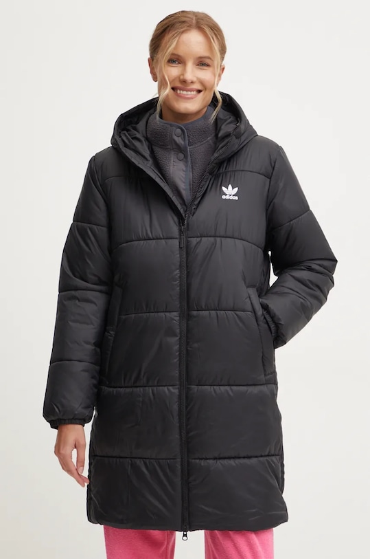 Bunda adidas Originals Long Puffer s podšívkou černá IW5858