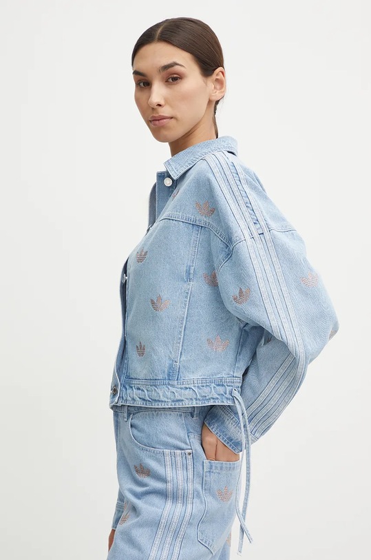 Τζιν μπουφάν adidas Originals Femme Galore Denim Rhinestone Jacket μπλε JN3021