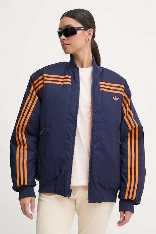 Oboustranná bomber bunda adidas Originals 70s Reversible Oversized Bomber Jacket JN7657 oranžová AW24