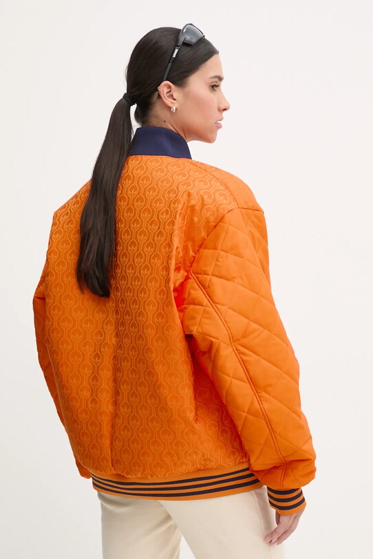 adidas Originals kurtka bomber dwustronna 70s Reversible Oversized Bomber Jacket pomarańczowy JN7657