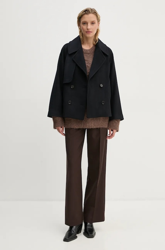 Шерстяное пальто MUNTHE THOKE 243153424340 чёрный AW24