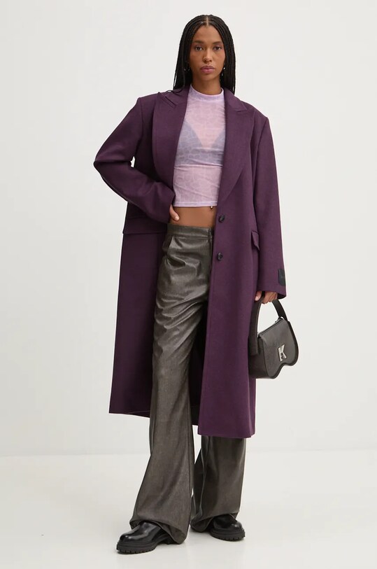 HUGO palton din lana 50523200 violet AW24