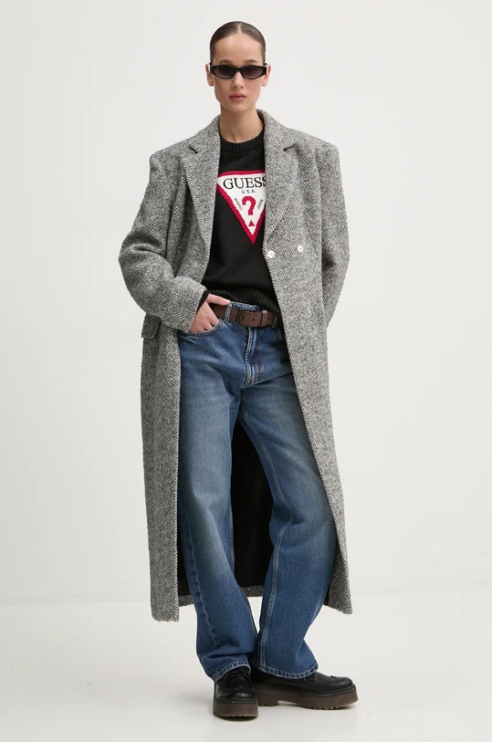 Παλτό από μείγμα μαλλιού HUGO 50523550 γκρί AW24