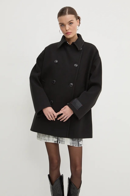 Ρούχα Παλτό HUGO 50534330 μαύρο