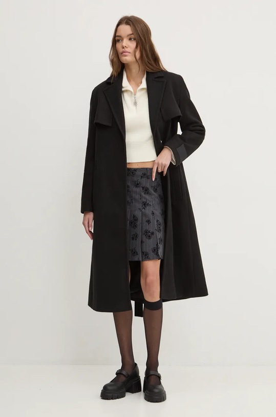 Παλτό από μείγμα μαλλιού HUGO με μείγμα μαλλιού μαύρο 50534348