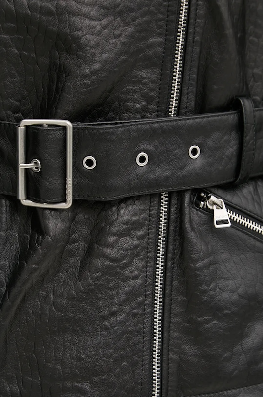 Usnjena biker jakna HUGO 50522746 črna