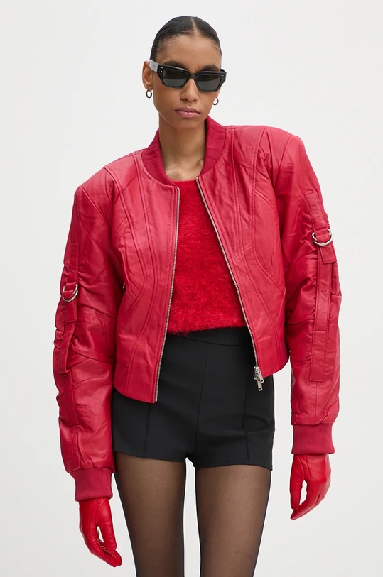 Gestuz geaca bomber de piele rosu 10909838