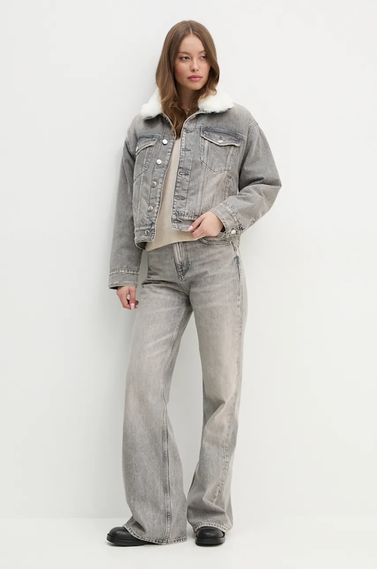 Дънково яке Sisley 2YRZLN04Y сив AW24