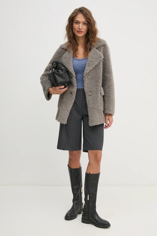 Sisley palton din lana 24C7LN053 gri AW24