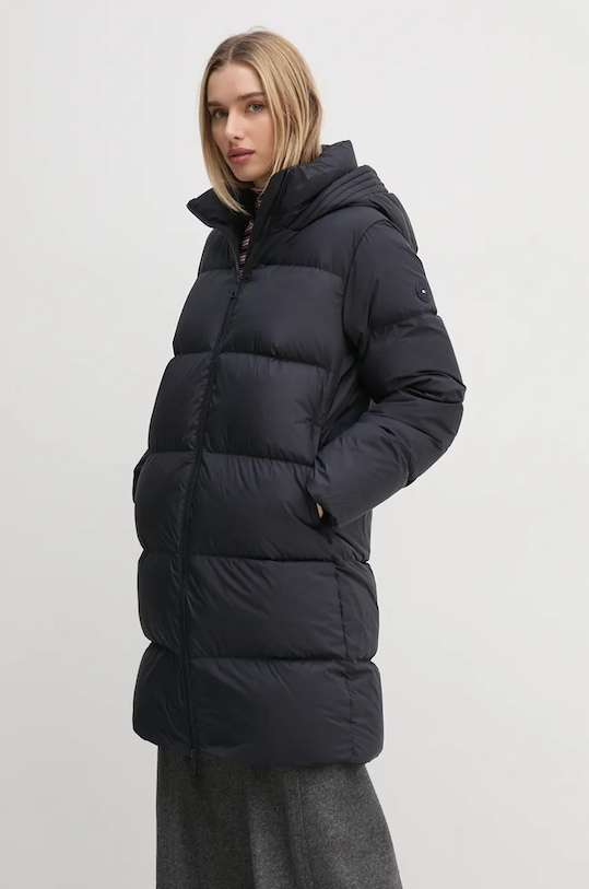 Péřová bunda Tommy Hilfiger s podšívkou námořnická modř WW0WW43583