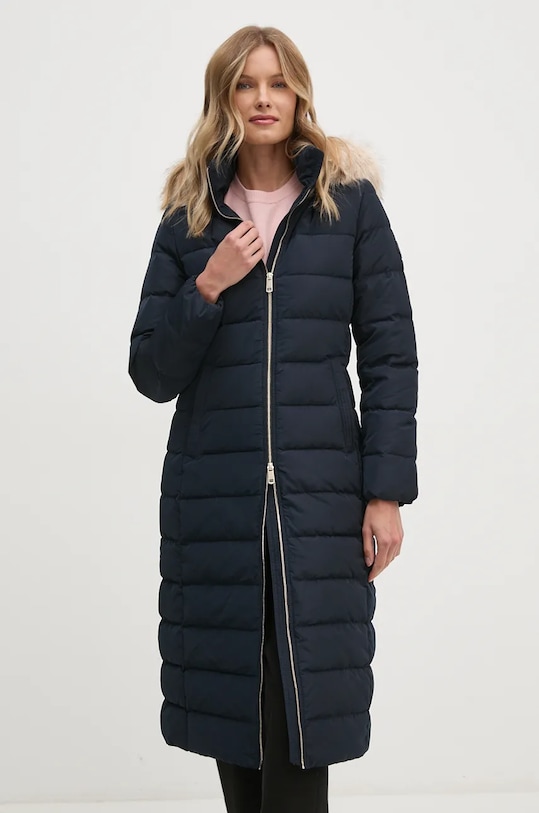 Péřová bunda Tommy Hilfiger bez podšívky námořnická modř WW0WW43601