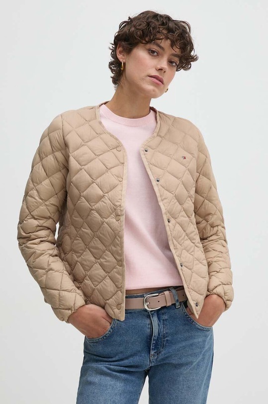 Tommy Hilfiger kurtka puchowa bez kaptura beżowy WW0WW43215