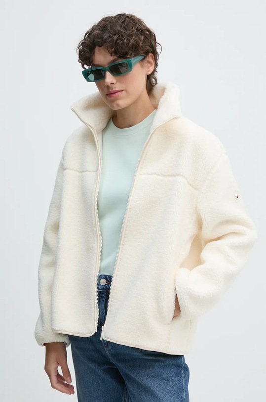 Флісова кофта Tommy Hilfiger без капюшона бежевий WW0WW43223