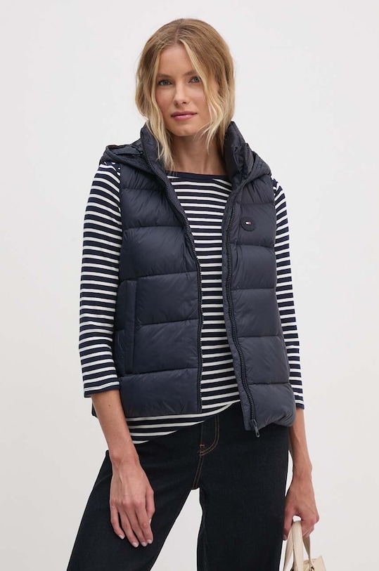 Péřová vesta Tommy Hilfiger s podšívkou námořnická modř WW0WW43582