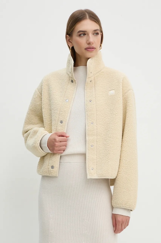 Поларен суичър Calvin Klein Jeans без качулка бежов J20J224928