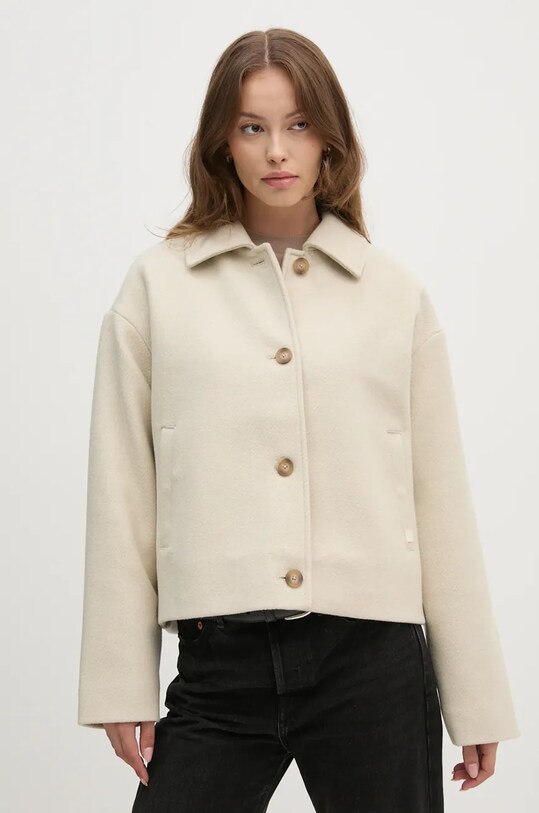 Vuneni kaput Calvin Klein Jeans vuna bež J20J224128