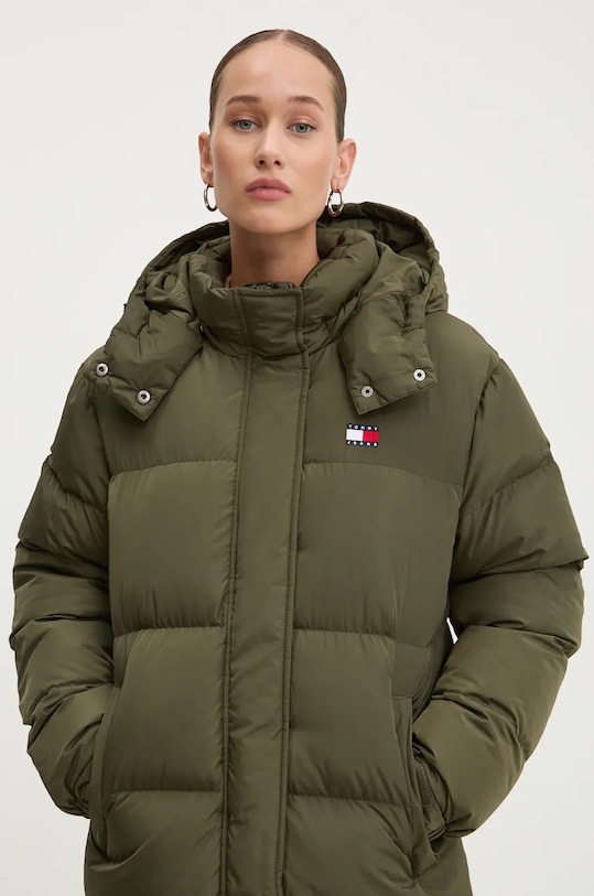 Μπουφάν με επένδυση από πούπουλα Tommy Jeans πράσινο DW0DW18860