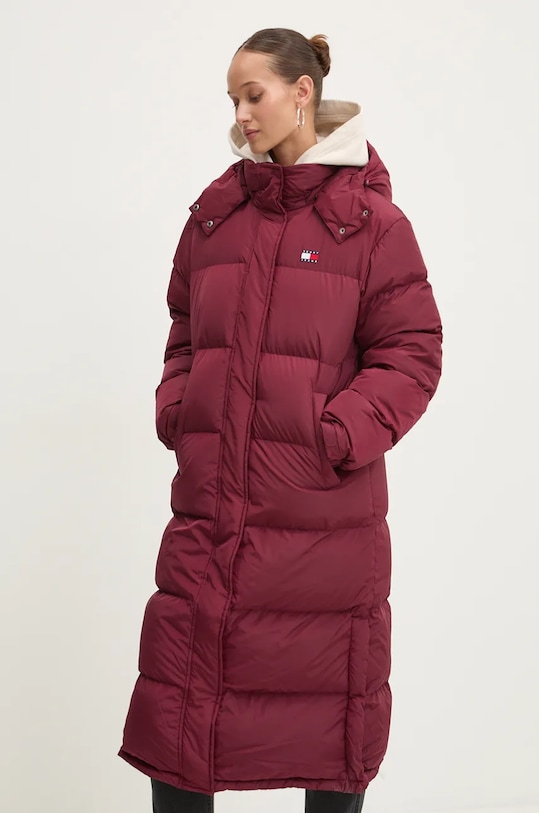 Tommy Jeans geaca de puf cu captuseala burgundia DW0DW18860