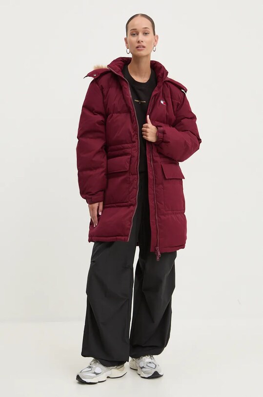 Tommy Jeans geaca de puf DW0DW18821 burgundia AW24