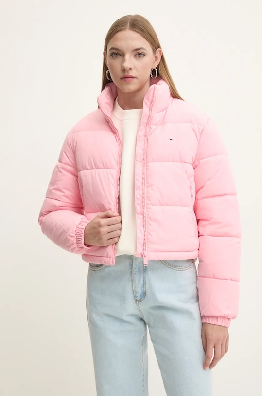 Bunda Tommy Jeans bez kapuce růžová DW0DW18828