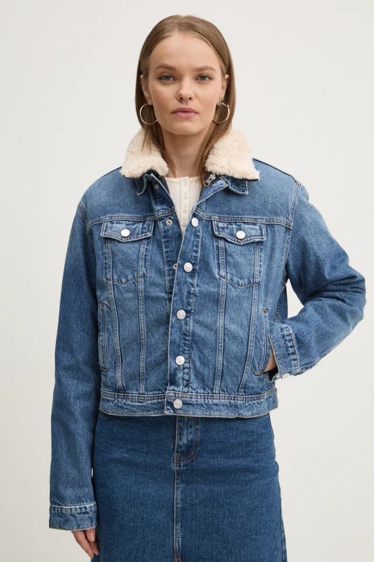 Tommy Jeans geacă din denim cu captuseala albastru DW0DW19699