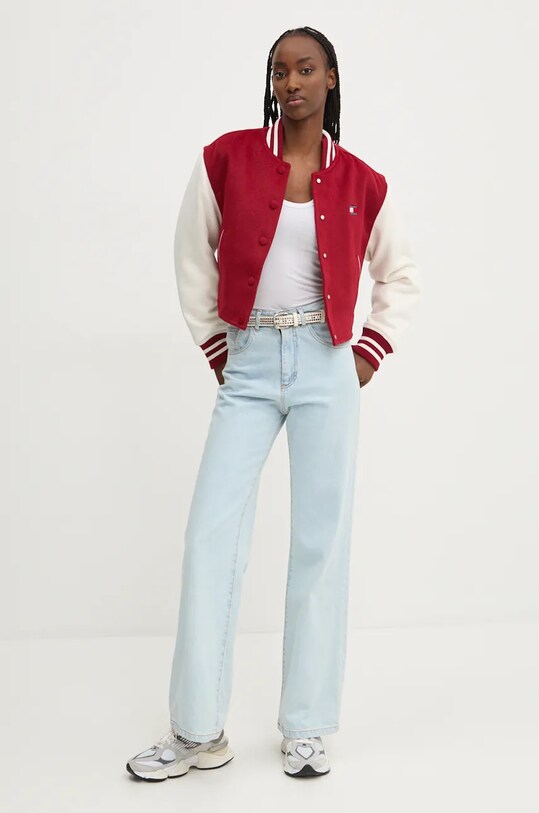 Bunda s prímesou vlny Tommy Jeans DW0DW19744 červená AW24