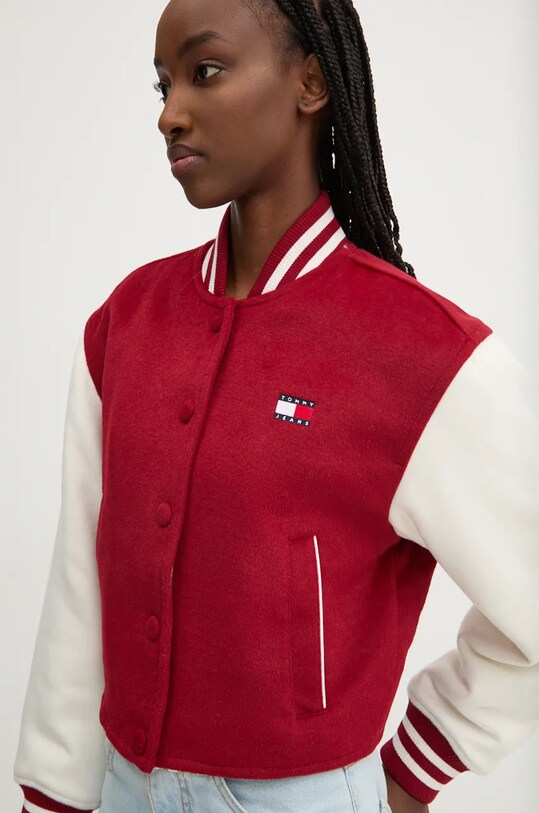 Bunda s prímesou vlny Tommy Jeans červená DW0DW19744