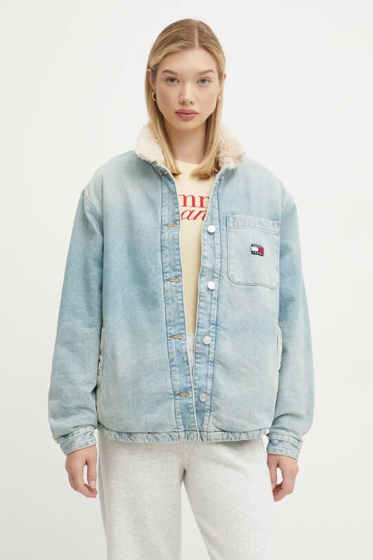 Džínová bunda Tommy Jeans bez kapuce modrá DW0DW19823