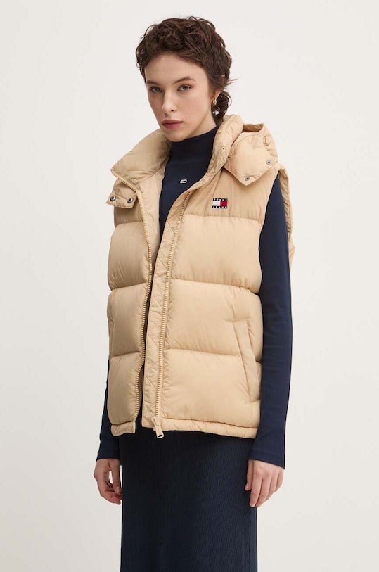 Tommy Jeans vesta de puf cu captuseala bej DW0DW18862