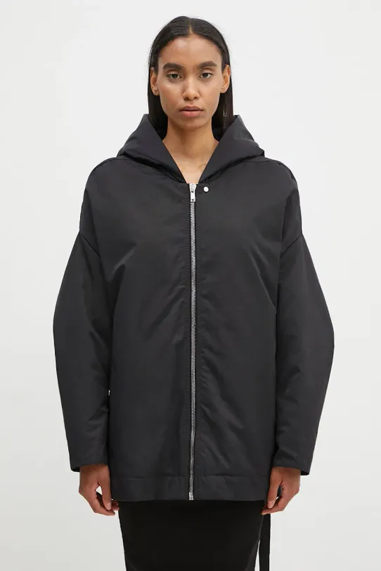 Jakna Rick Owens Hooded Peter s toplom postavom crna DS02D2725.MU