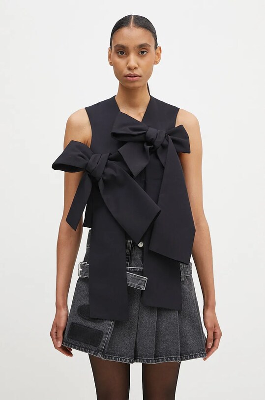 AMBUSH vesta de lana Ribbon Vest cu captuseala bleumarin BWEX002F24FAB0014600