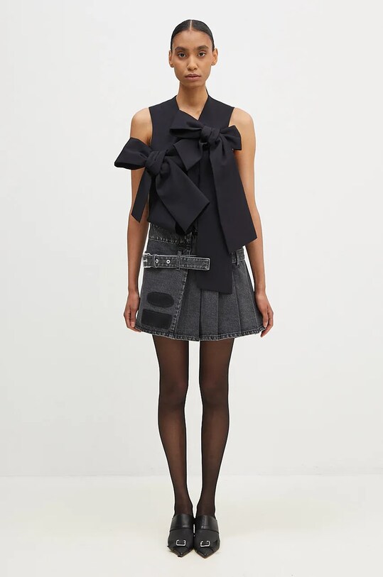 AMBUSH vesta de lana Ribbon Vest BWEX002F24FAB0014600 bleumarin