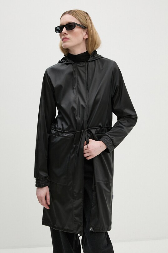 Парка Rains String W Parka W3 с капюшоном чёрный 18550.84