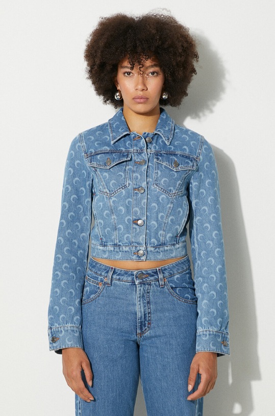 Marine Serre denim jacket Moon Laser Denim Cropped Jacket without blue WJA041A