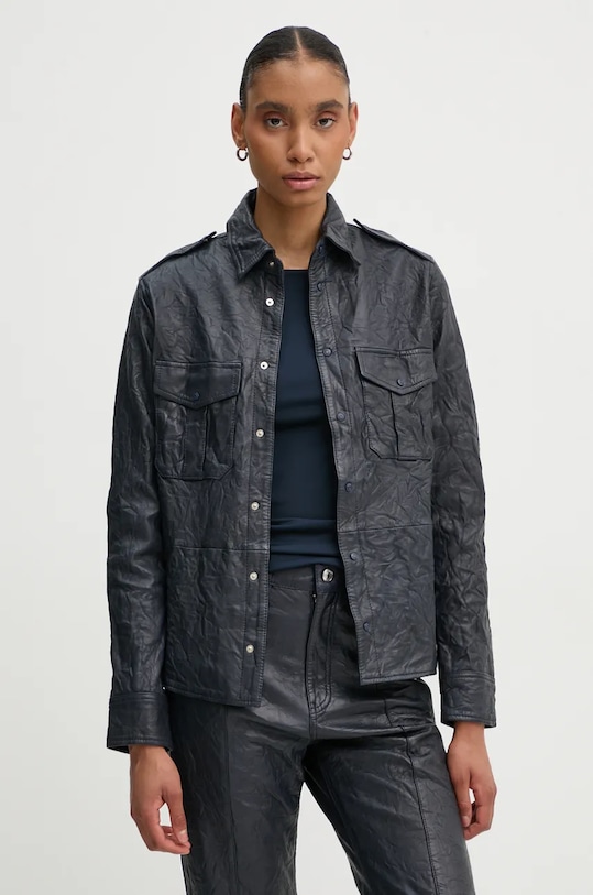 Kožená bunda ZADIG&VOLTAIRE nezateplené námořnická modř RWSH00029