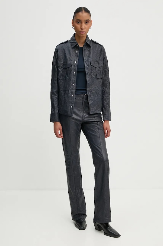 Kožená bunda ZADIG&VOLTAIRE RWSH00029 námořnická modř AW24