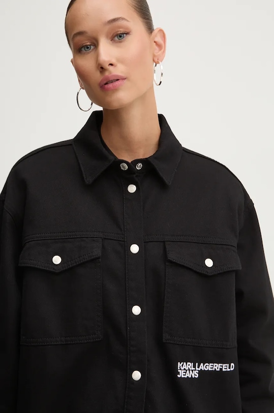 Bavlněná košilová bunda Karl Lagerfeld Jeans černá 246J1602