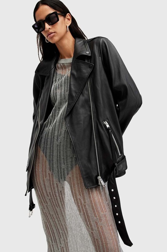 Kožená bunda AllSaints BILLIE W091LB čierna
