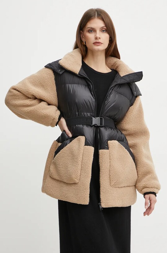 Пухено яке Karl Lagerfeld с изолация черен 246W1500