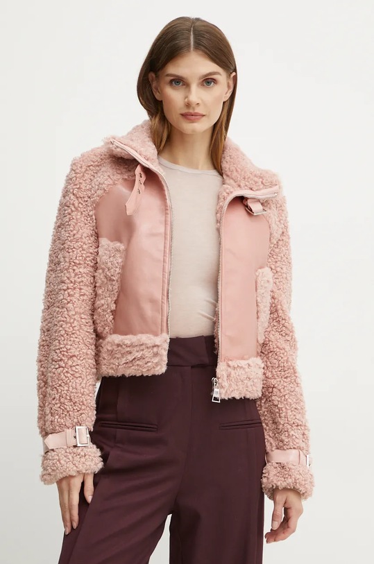 Bunda Karl Lagerfeld bez kapuce růžová 246W1507