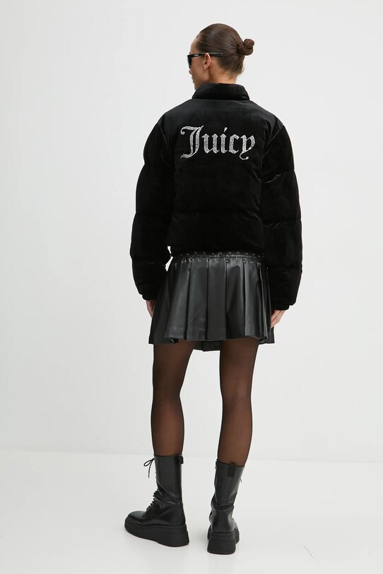 Juicy Couture kurtka welurowa MARGO PUFFER bez kaptura czarny JCOIJ224556.101