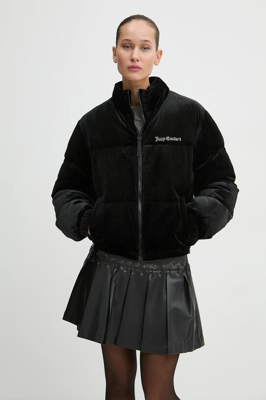 Juicy Couture kurtka welurowa MARGO PUFFER JCOIJ224556.101 czarny AW24