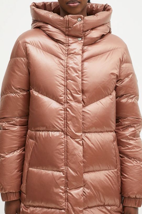 Páperová bunda Woolrich Aliquippa Long Puffer Jacket hnedá CFWWOU0926FRUT3085.UT30