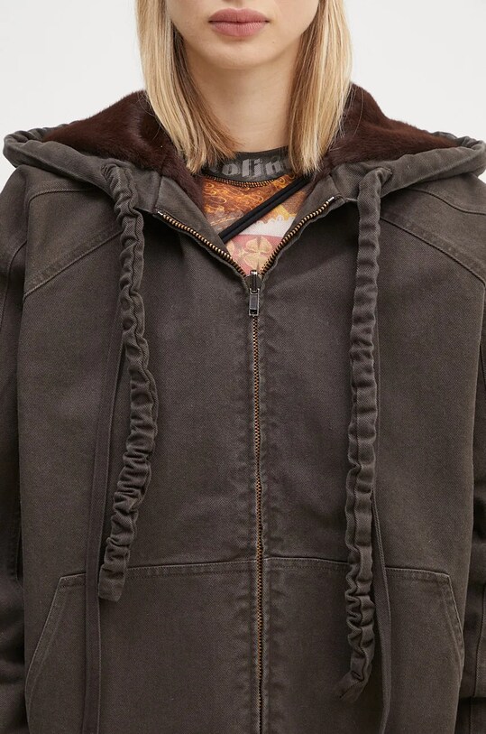 Oboustranná bunda Ottolinger Reversible Furry Denim Jacket hnědá 1090601521